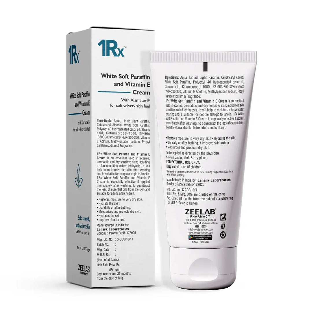 1RX White Soft Paraffin & Vitamin E Cream (60gm)