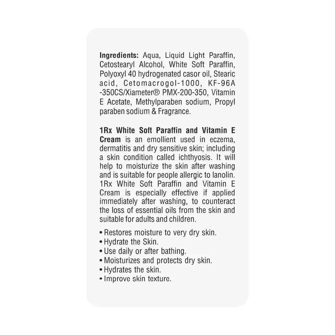 1RX White Soft Paraffin & Vitamin E Cream (60gm)