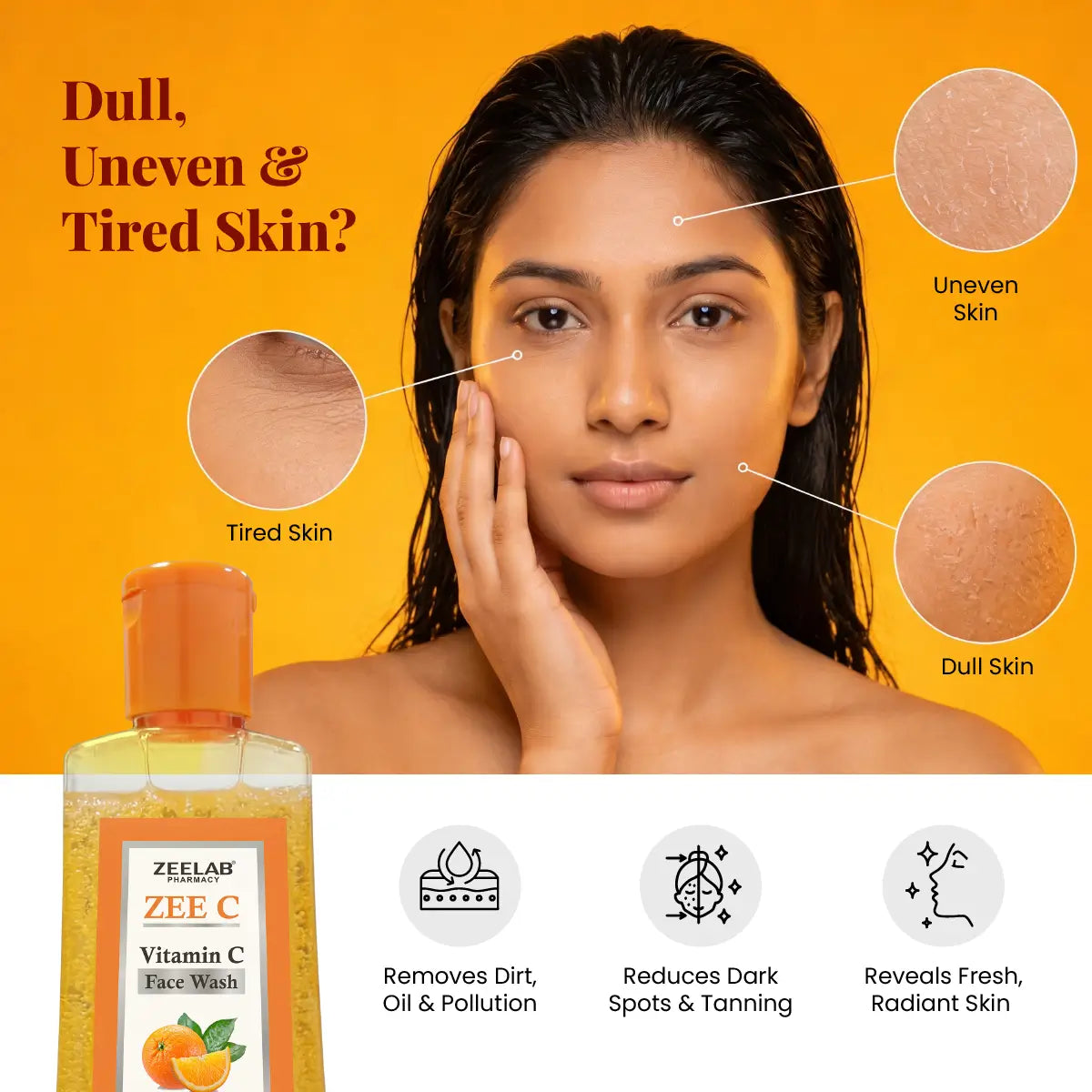 ZEELAB Zee C Vitamin C Face Wash 200ml | Brightening & Glow Face Cleanser | Daily Facial Cleanser