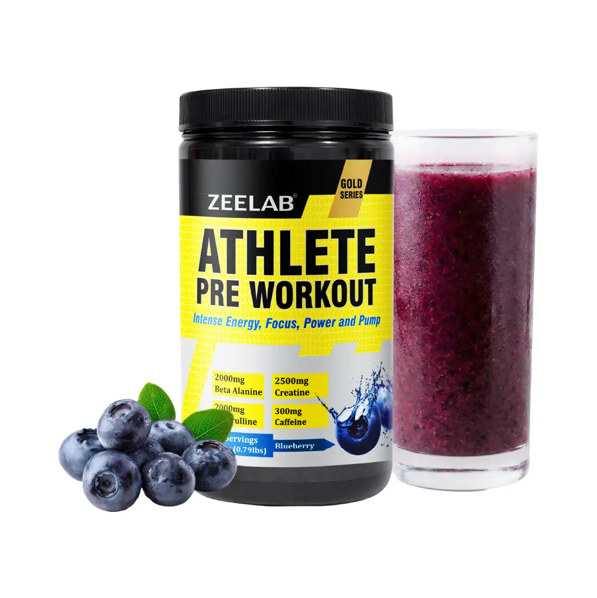 ZEELAB Athlete Pre Workout Powder | Energy, Focus, Endurance & Strength Support | Watermelon, Blueberry & Fruit Punch | 360g (30 Servings)