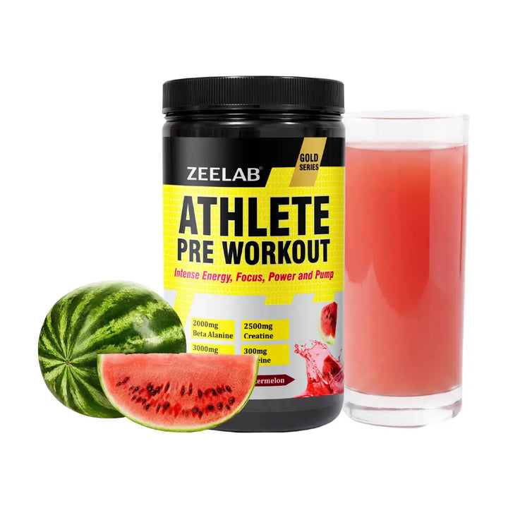 ZEELAB Athlete Pre Workout Powder | Energy, Focus, Endurance & Strength Support | Watermelon, Blueberry & Fruit Punch | 360g (30 Servings)