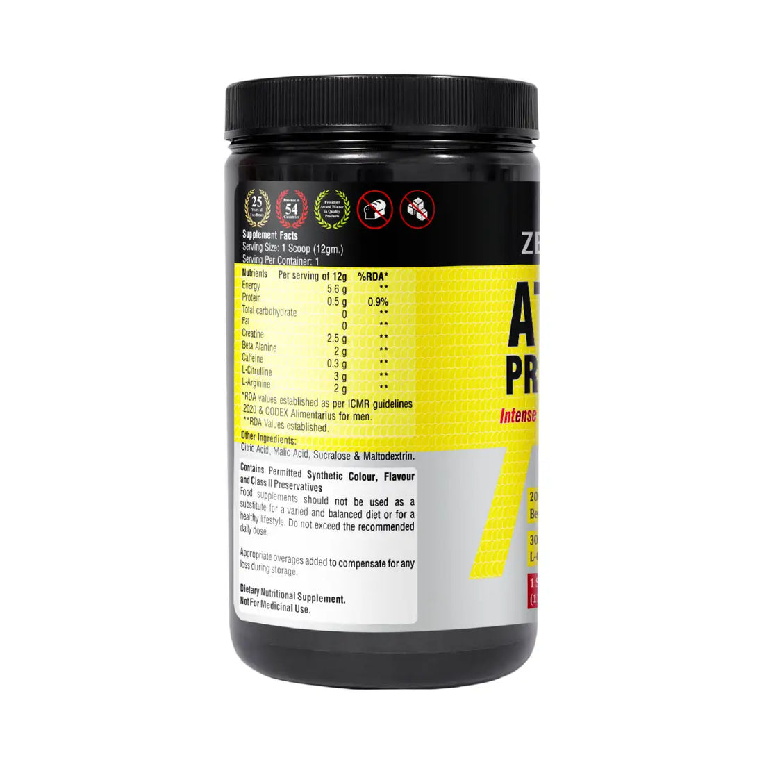 ZEELAB Athlete Pre Workout Powder | Energy, Focus, Endurance & Strength Support | Watermelon, Blueberry & Fruit Punch | 360g (30 Servings)